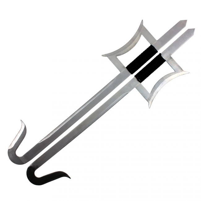 33" Kung Fu Wu Shu Kabal Silver Steel Hook Swords Set Brand New 