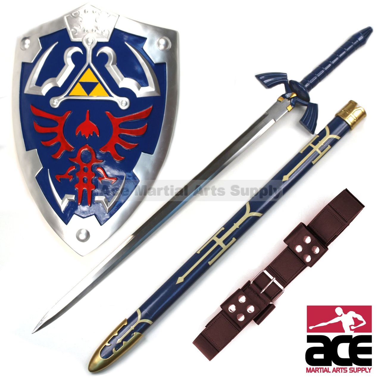 Link's Stainless Steel Life Size Master Sword Steel Blade Shield Set Hylian LOZ